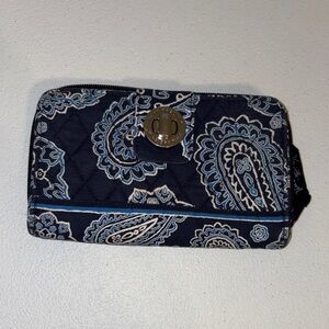 Vera Bradley Navy and Light Blue Paisley Wallet